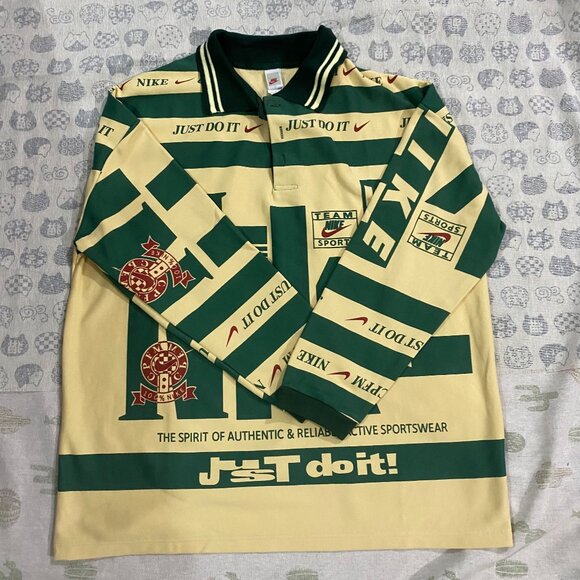 Nike Other - Nike Unisex Longsleeve Cream and Green Polos